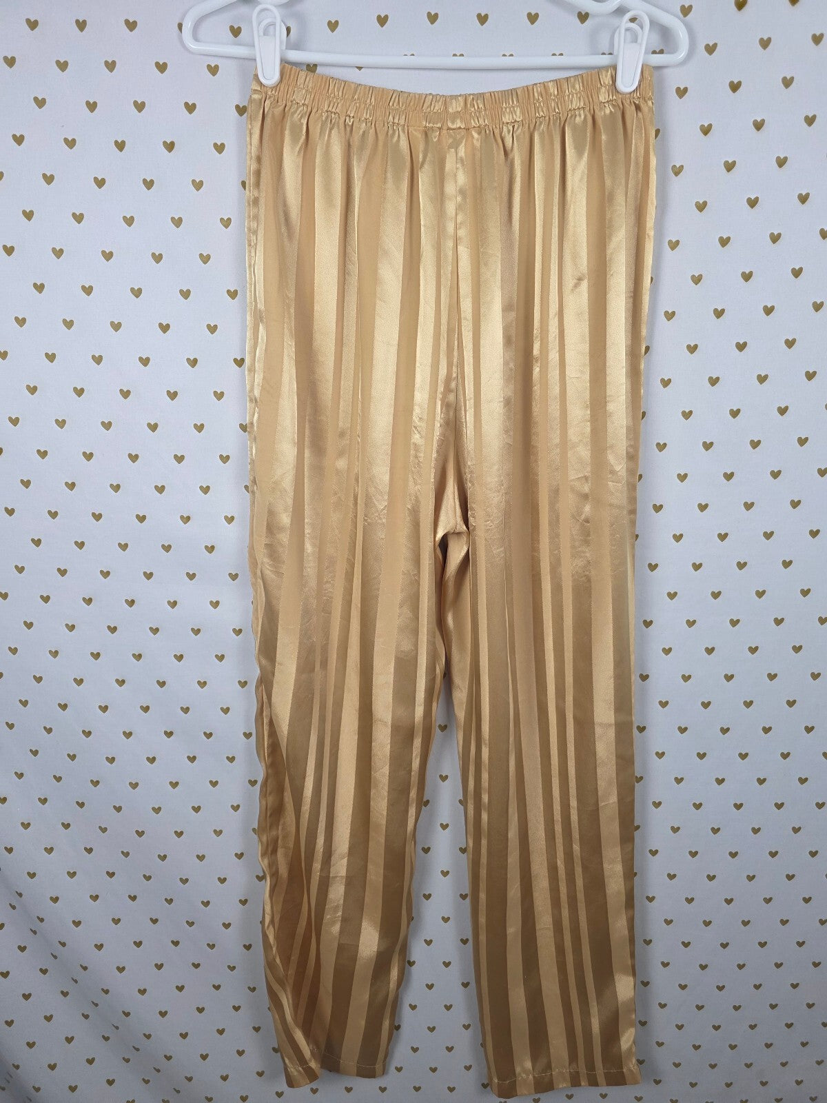 Vintage Victoria's Secret Satin Pajama Pants S Gold Striped Y2K Lounge