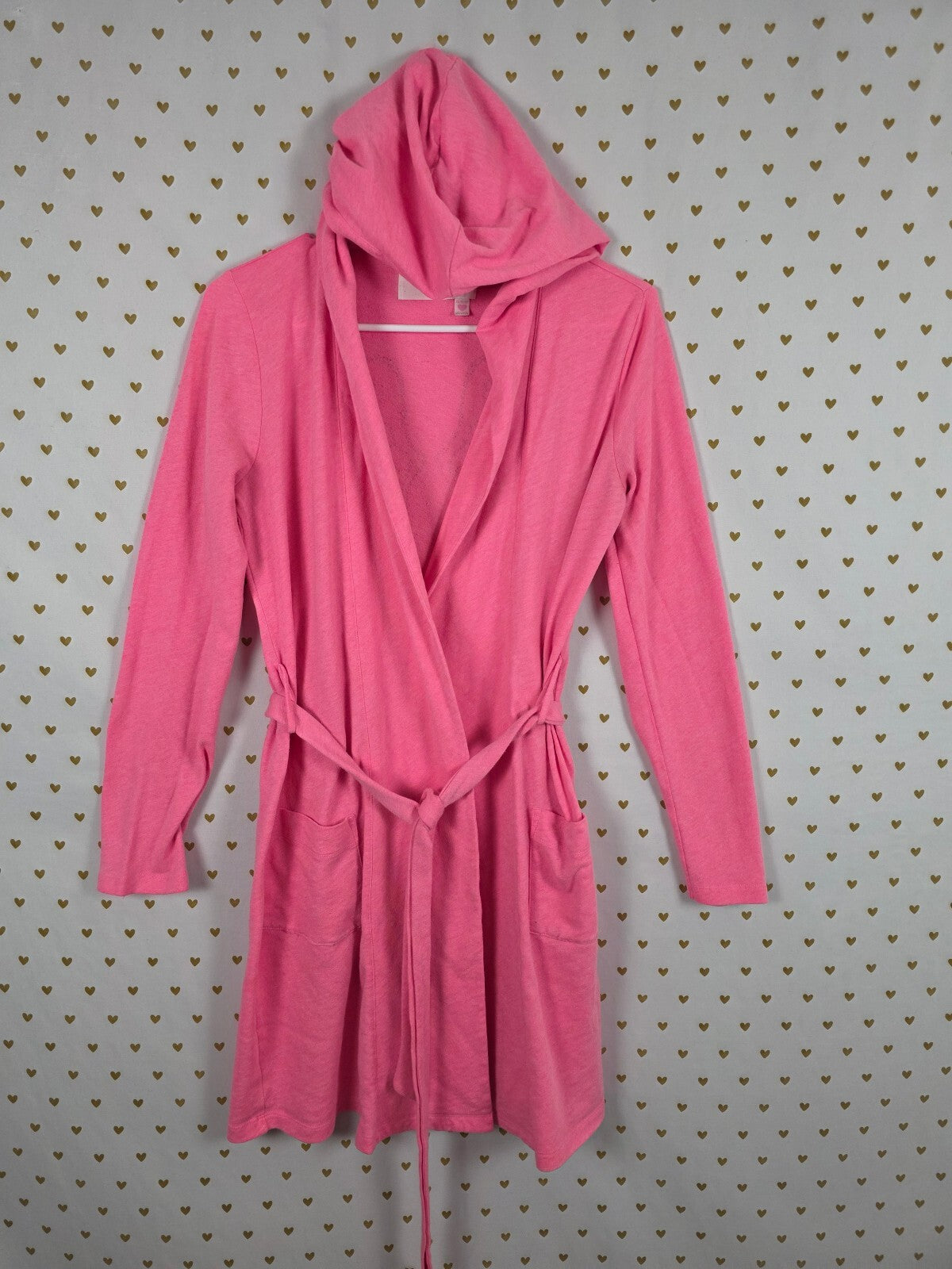 Vintage Victoria's Secret Pink Rhinestone Angel Wings Hooded Robe XS Y2K BLING