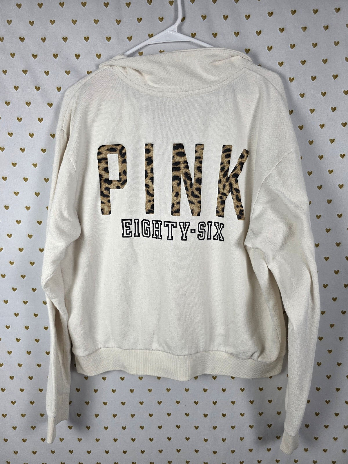 Victorias Secret Pink Quarter Zip Leopard Cheetah Sweater Shirt large