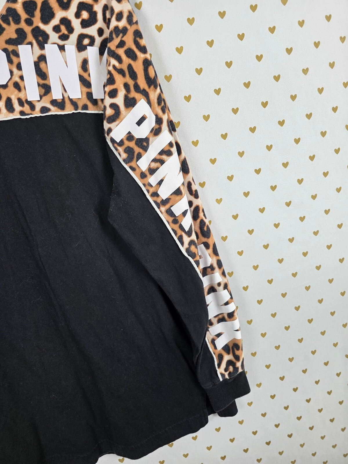Victorias Secret PINK Leopard Cheetah logo Long Sleeve Tee shirt Medium
