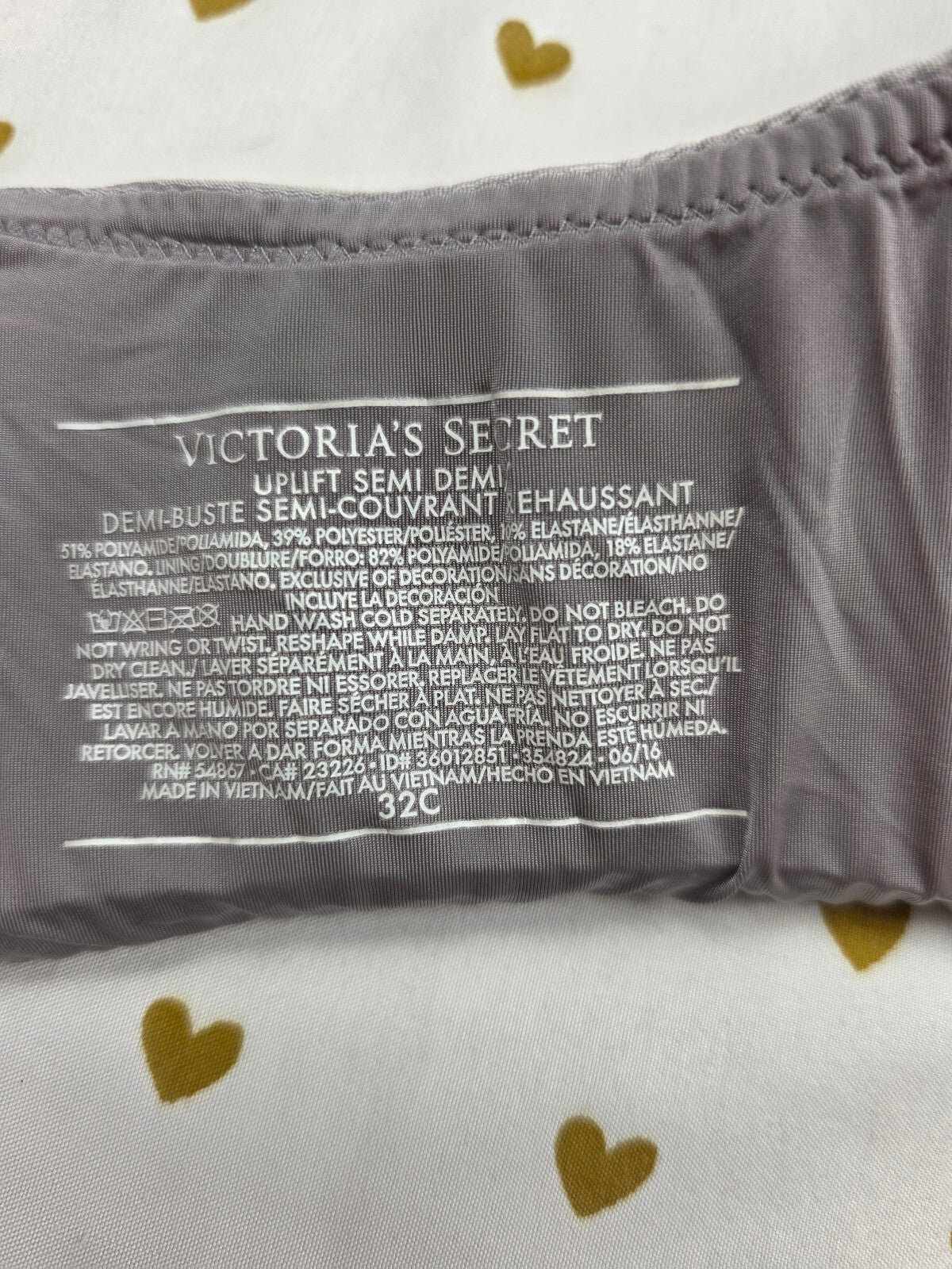 Victorias Secret Uplift Semi Demi Balconette Bra 32C
