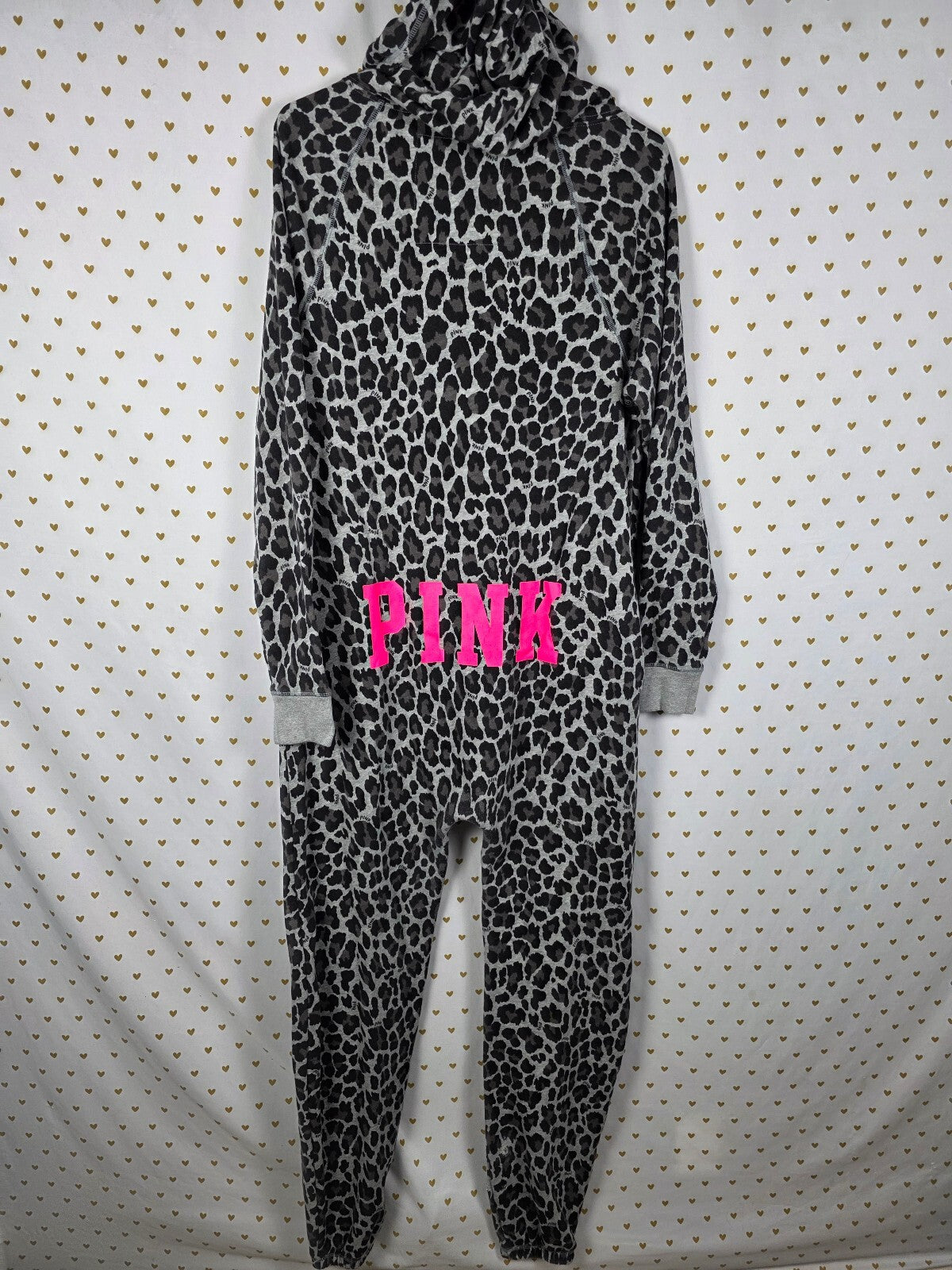 Victoria's Secret PINK 2012 Fashion Show Leopard Jumpsuit Onesie M Hooded HTF