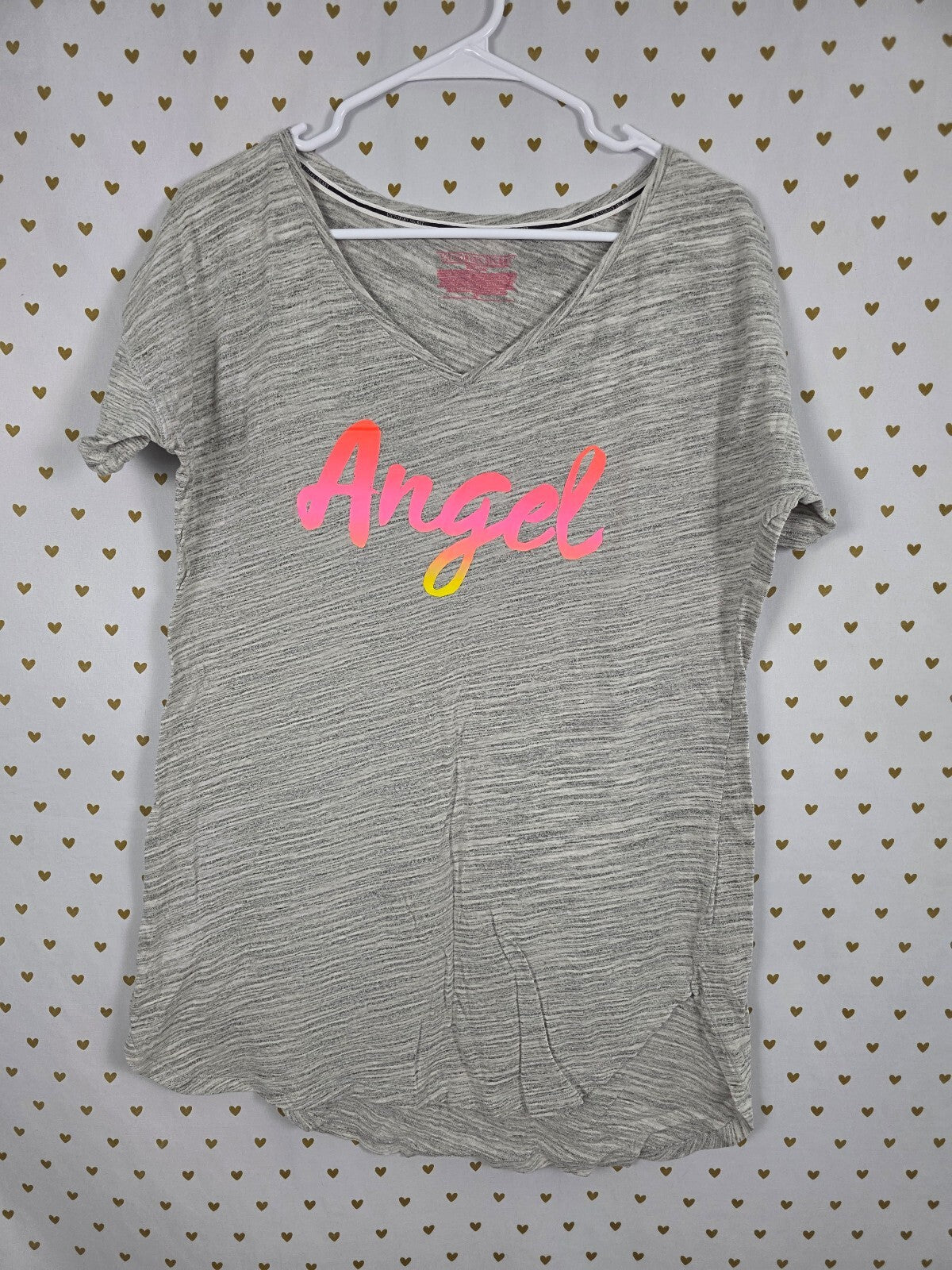 Victorias Secret ANGEL V neck sleep Shirt Nightgown Grey Pajama PJ SMALL