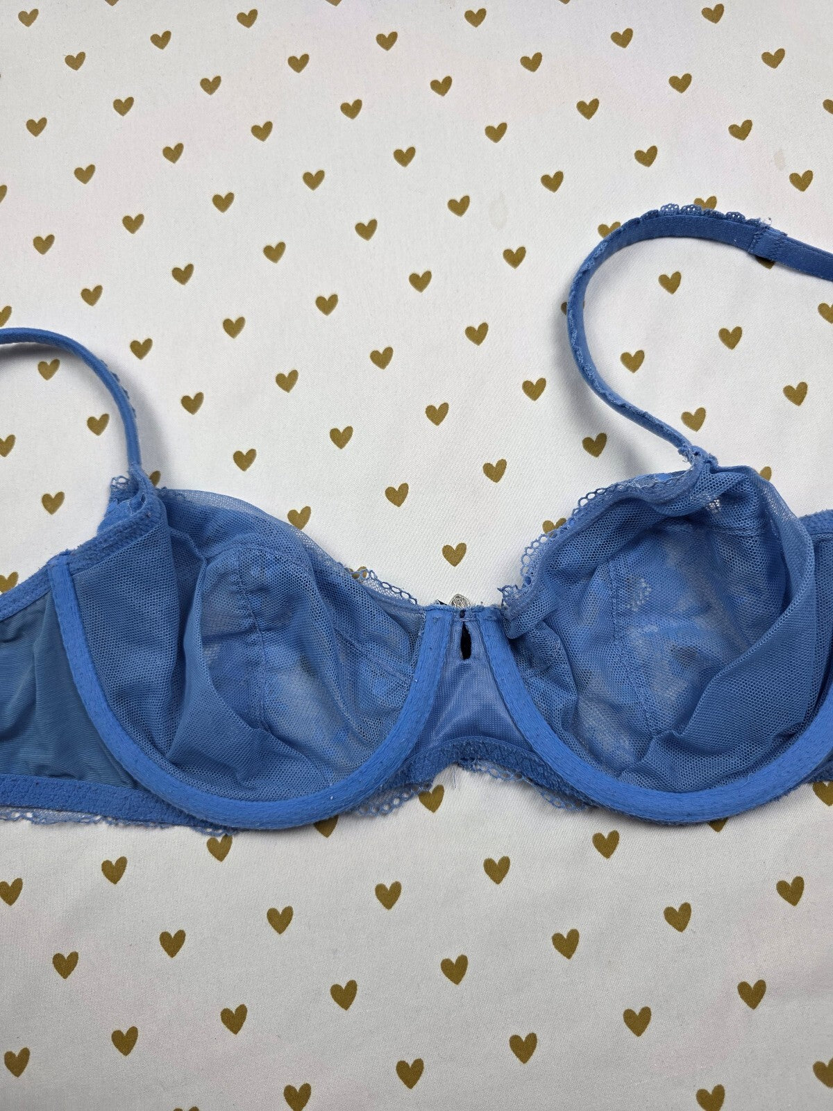 Victorias Secret  Blue Unlined Demi Balconette Bra 34DD