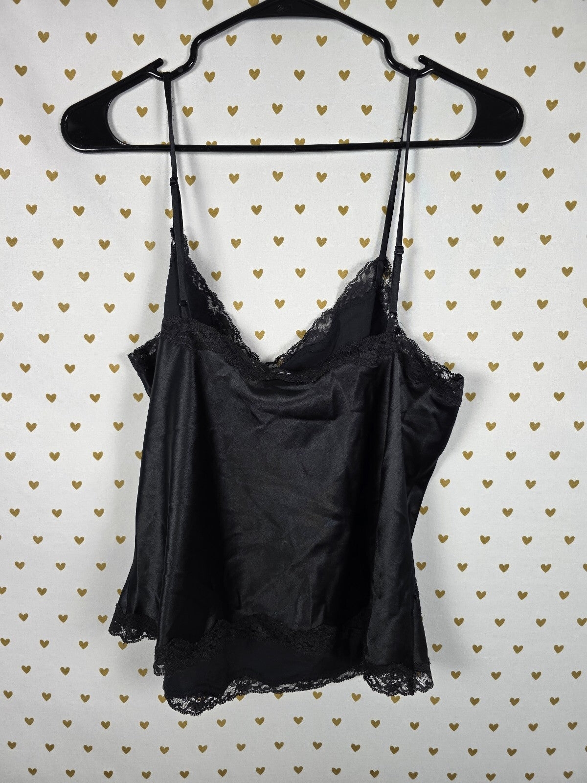 Victorias Secret Black Satin Tank top Babydoll Large