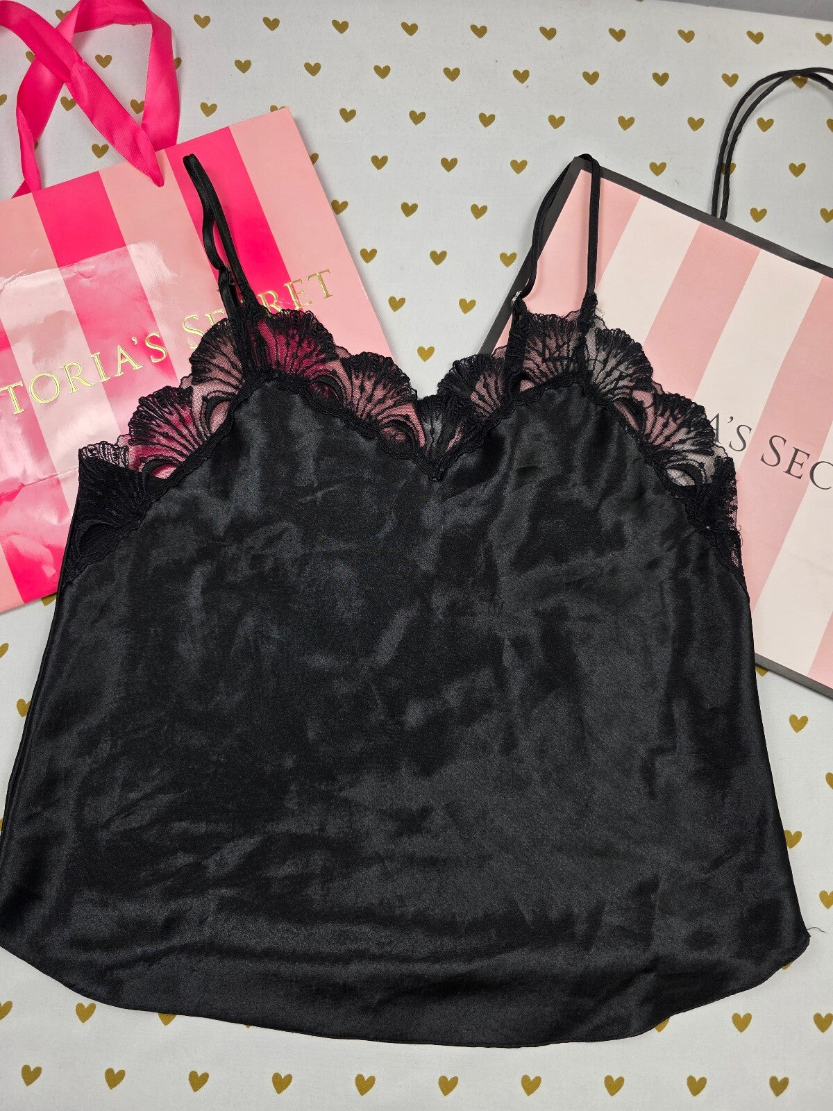 Victorias Secret Vintage Gold Label Babydoll Tank Top Lace Accent Small