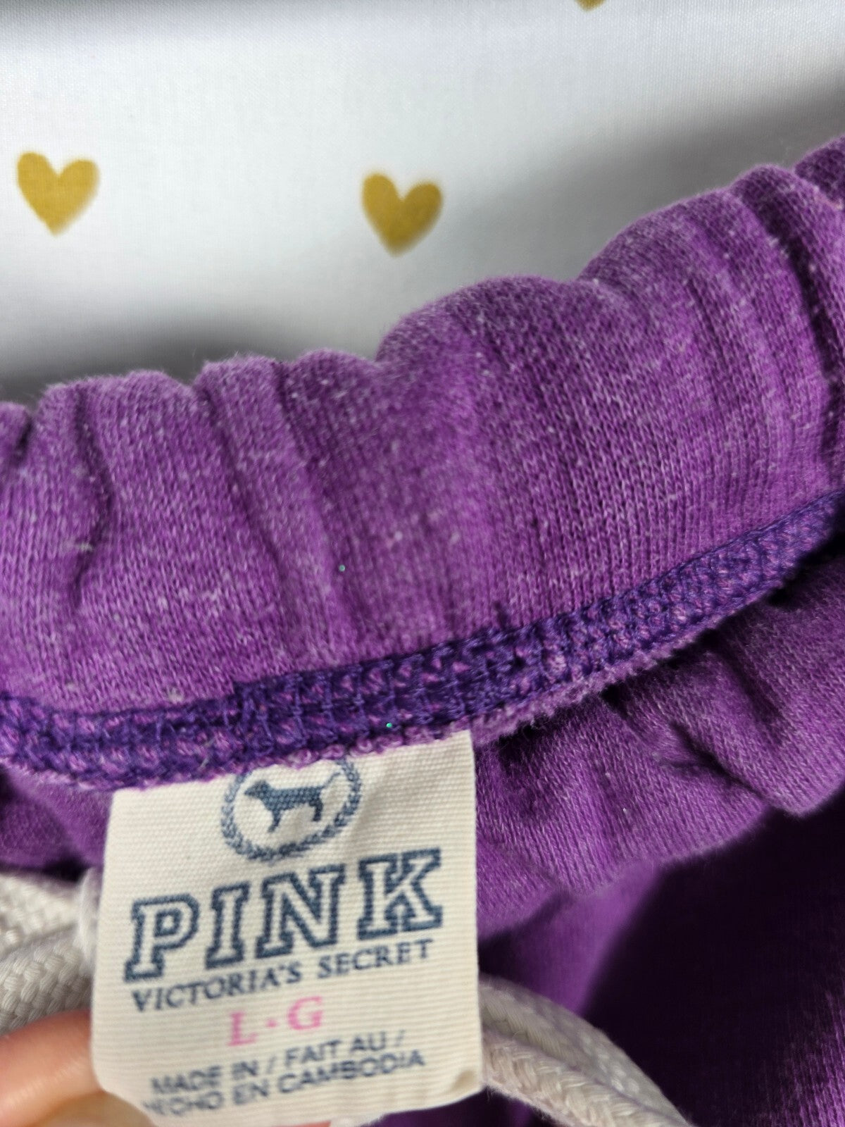 Victorias Secret PINK Vintage Purple boyfriend diaper Butt Sweats Flare Raw Hem