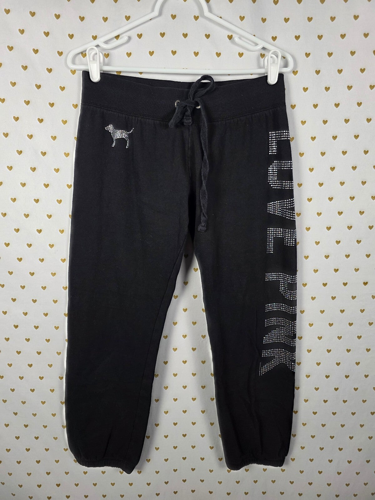 Victorias Secret Pink Vintage Bling Studded SET 2pc Hoodie Sweats XS SM Y2k