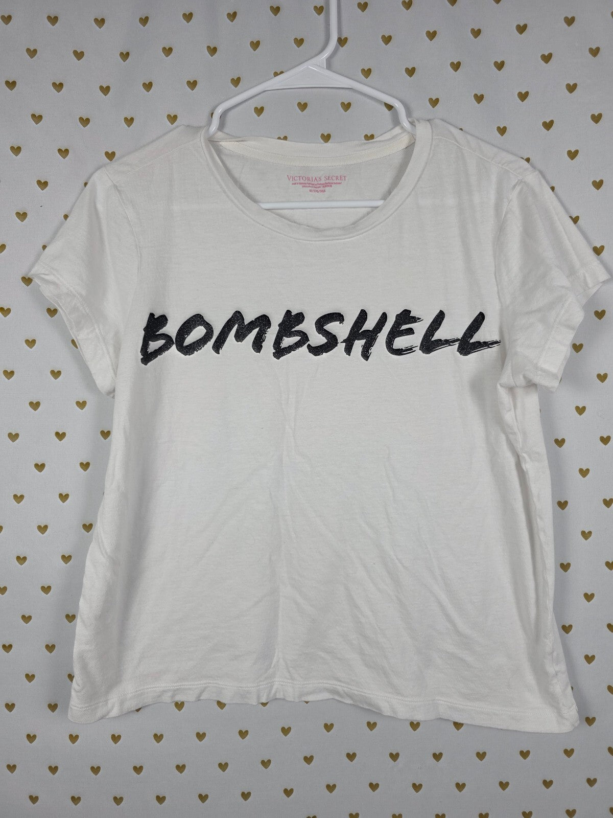 Victorias Secret Bombshell Logo White Cute Tee Shirt Baby Tee Medium