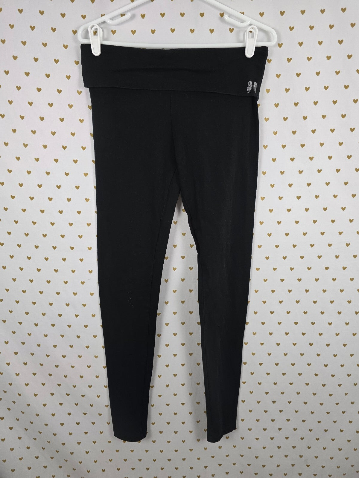 Victorias Secret Angels Bling Wings Sequined Ankle Skinny Foldover Yoga Pants M