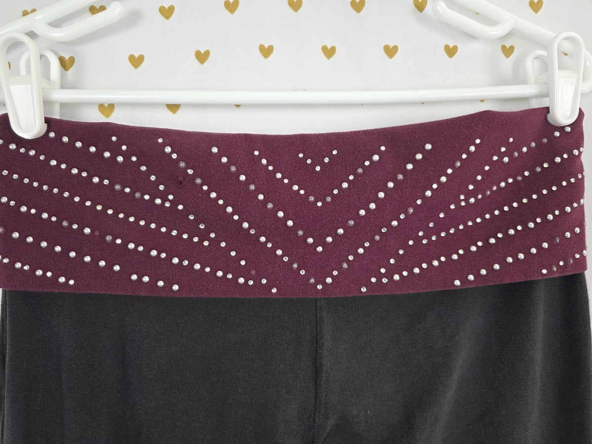 Victorias Secret PINK Vintage Studded Bling Foldover Yoga pants Flare Medium