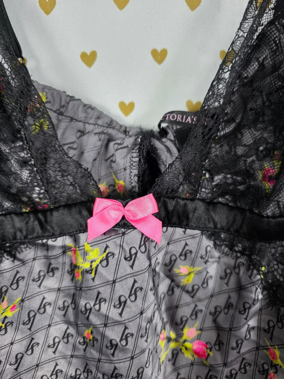 Victorias Secret Medium Satin Logo Babydoll Nightie Lingerie Lace Silky