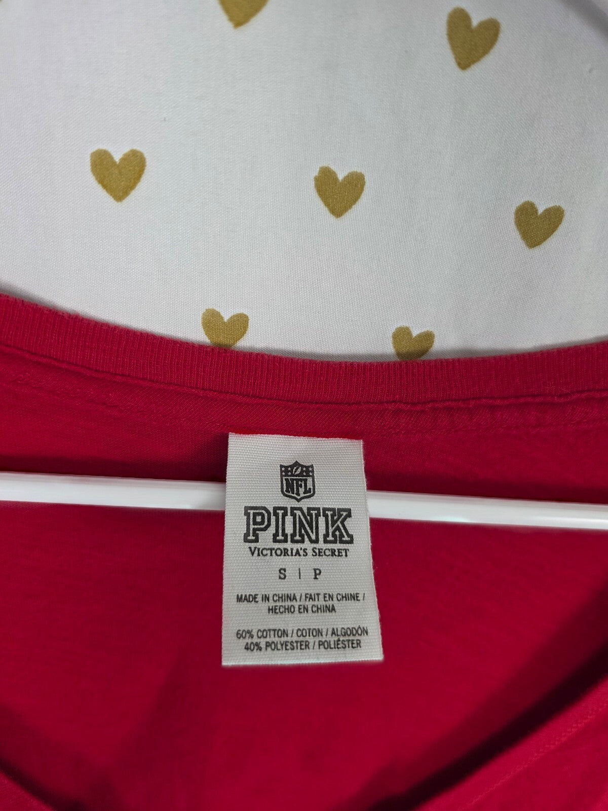 Victorias Secret PINK NFL Houston Texans Red Long Sleeve Tee Shirt Small