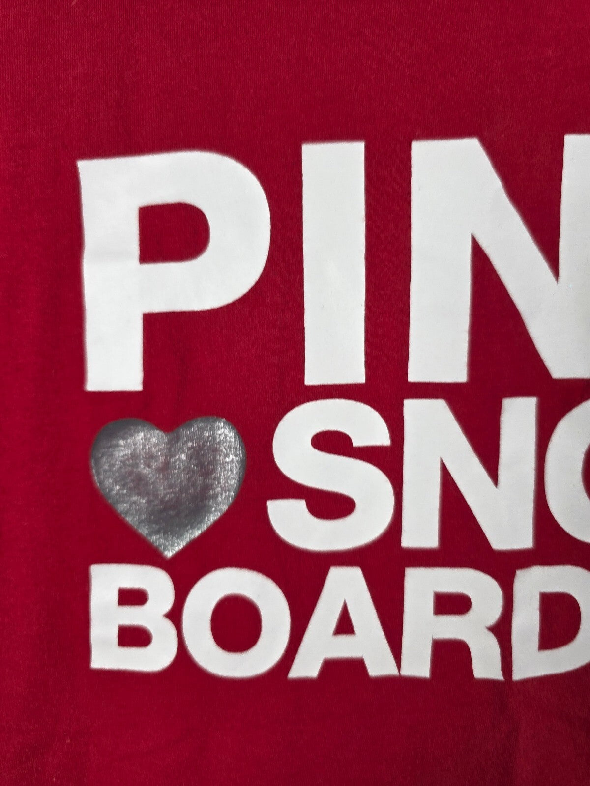 Victoria's Secret PINK Snowboarding Tee Shirt L Red Rhinestone Dog Ski Graphic