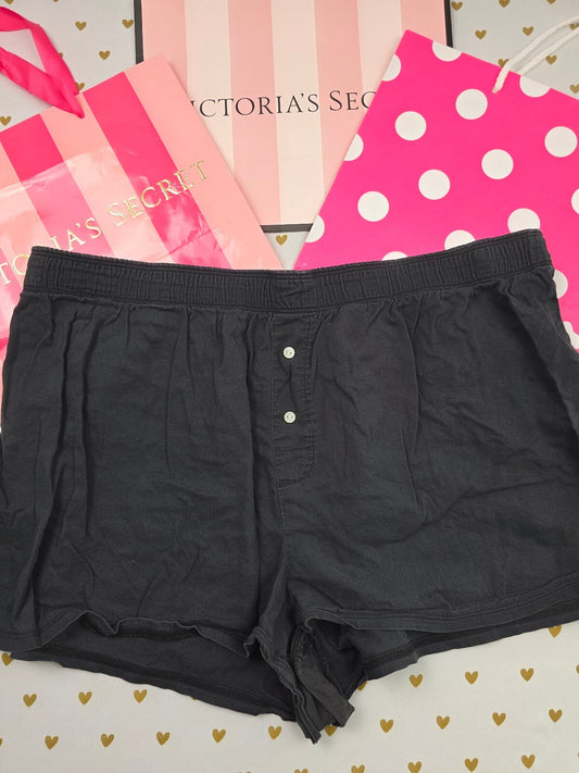 Victorias Secret PINK Black Logo Butt Large Sleep Shorts Boxers Pajama Bottoms