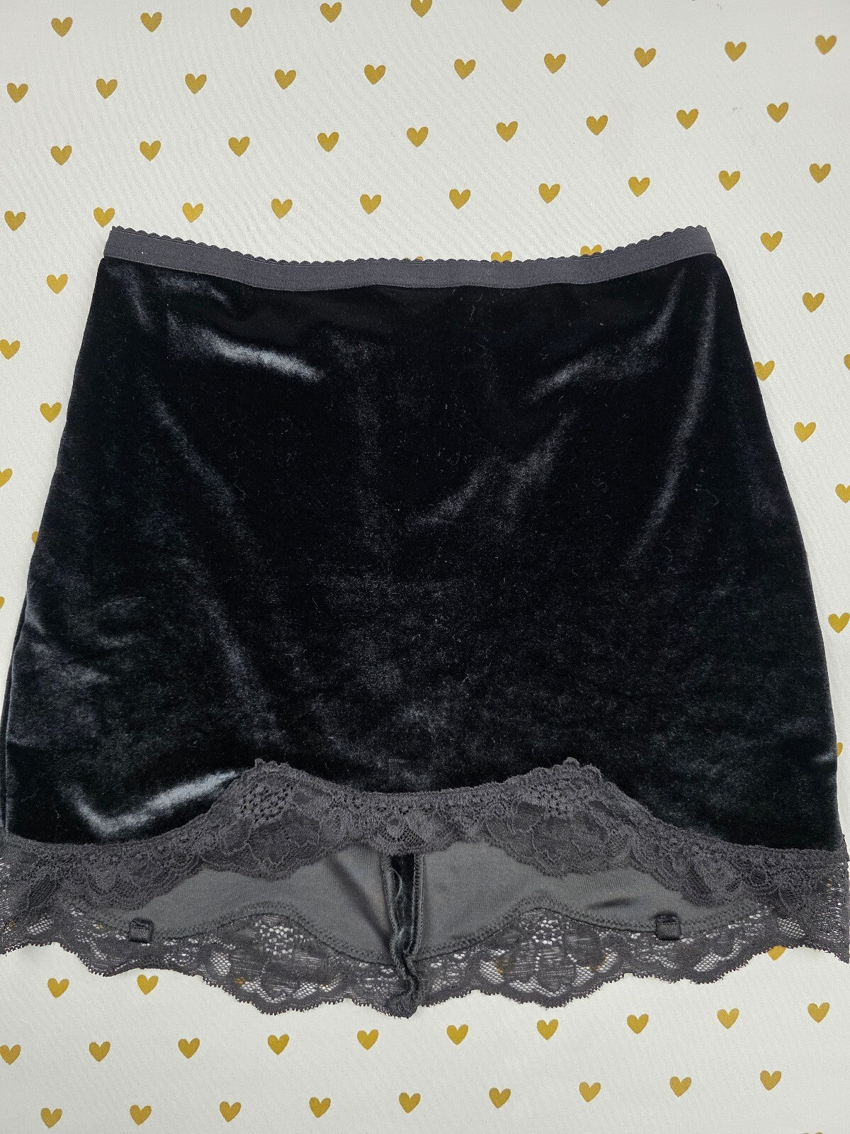 Victoria's Secret Black Velvet Lace Trim Mini Skirt XS Lingerie Y2K