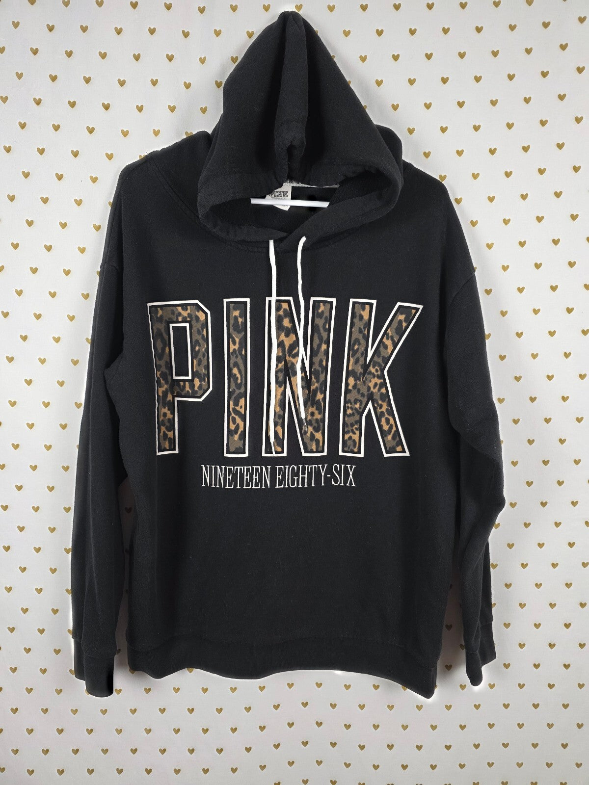 Victorias Secret Pink Leopard cheetah logo Oversized Hoodie Sweater Medium
