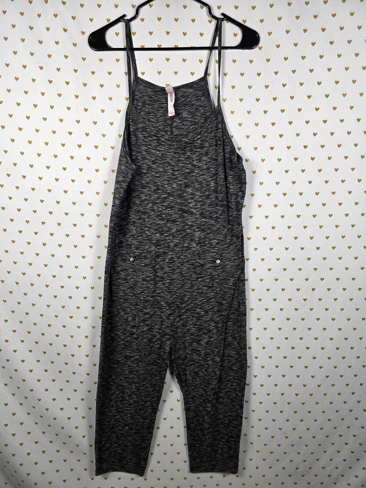 Victoria's Secret Heather Gray Lounge Jumpsuit Romper Cropped Wide Leg Large