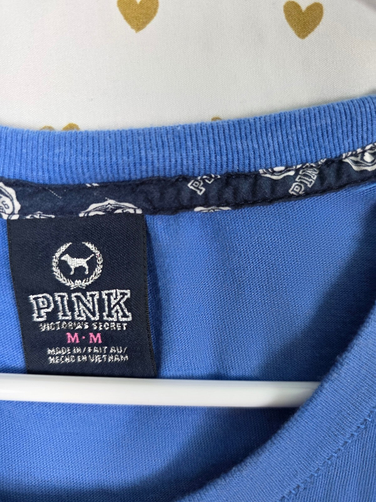 Victorias Secret PINK Vintage Blue Y2k LOVE Tee Shirt Embroidered Medium