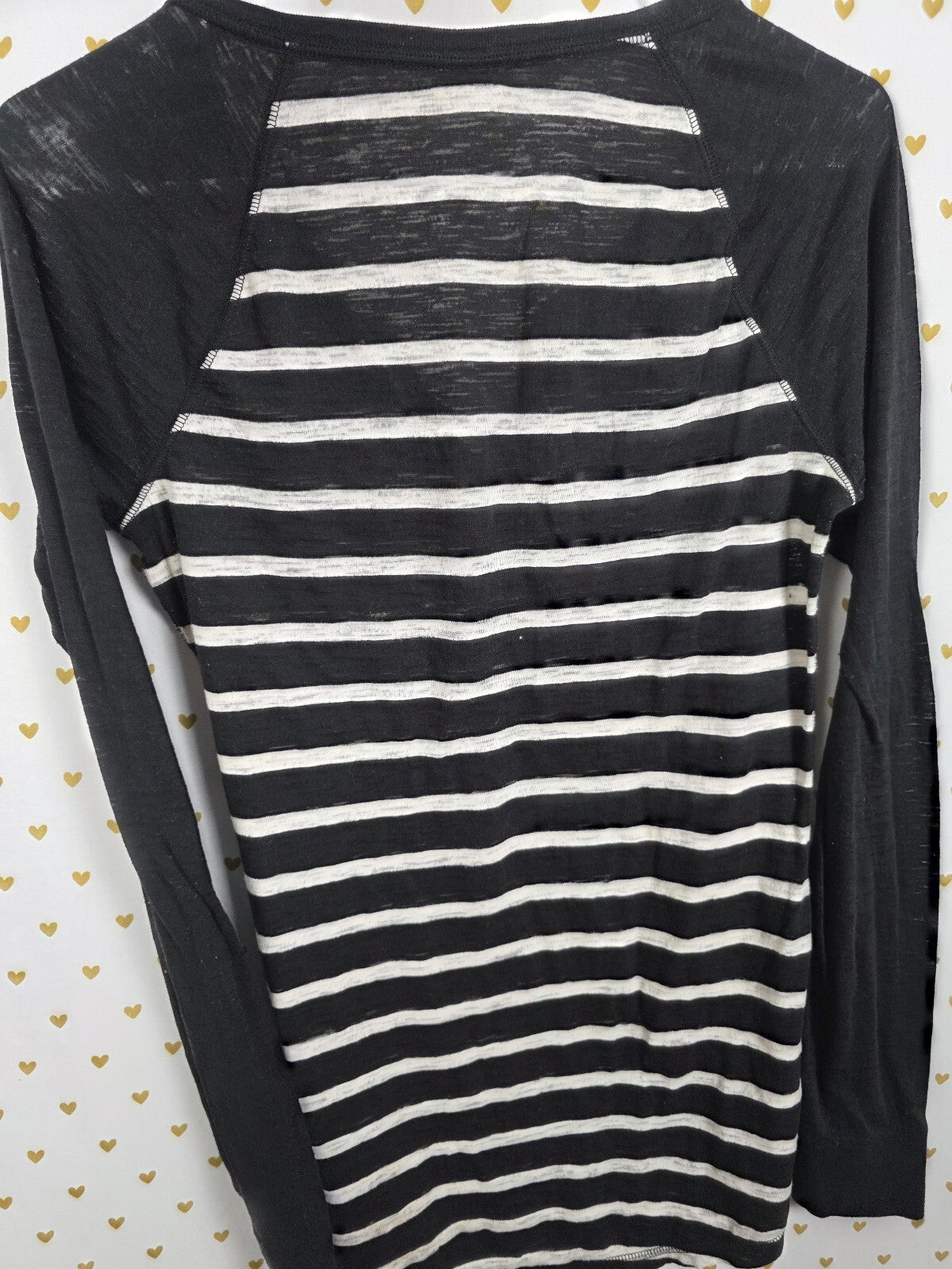 Victorias Secret PINK LOVE Striped Long Sleeve HENLEY Shirt Sheer LARGE