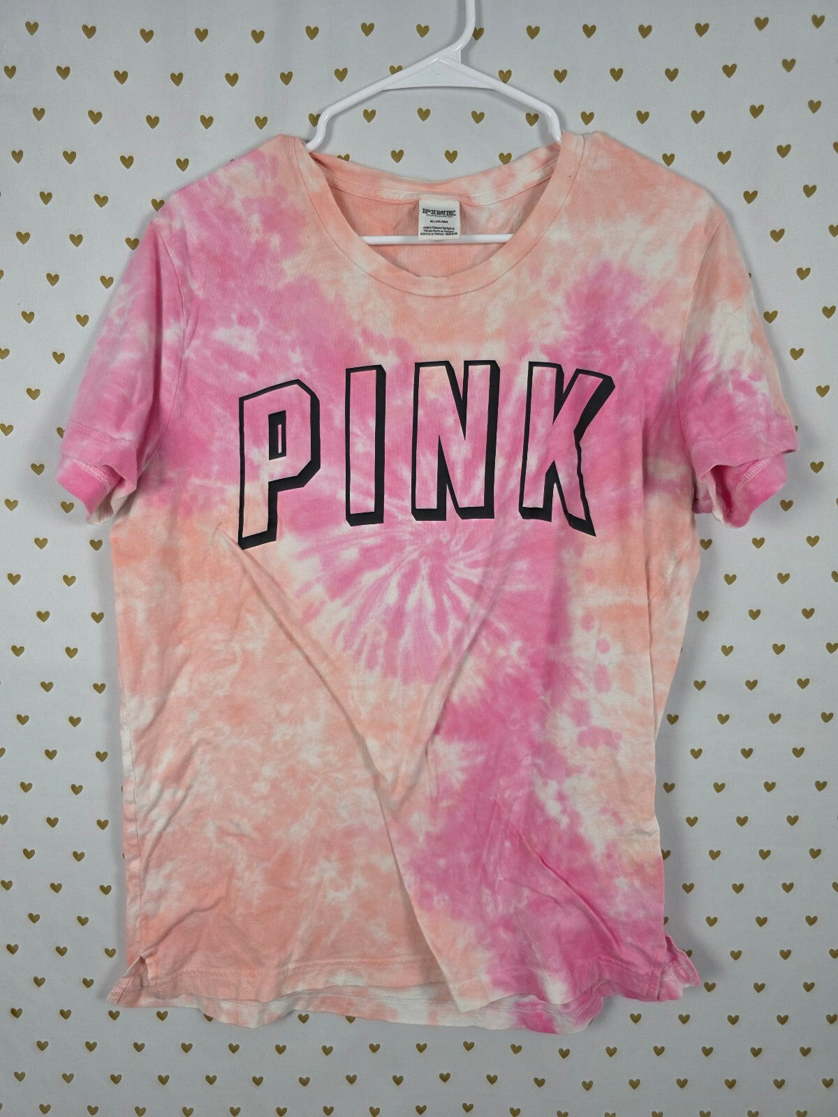 Victorias Secret PINK Tye Dye Logo Tee shirt MEDIUM