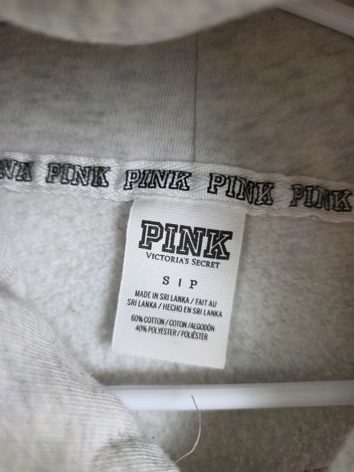 Victorias Secret Pink Gradient Bling Logo Full zip hoodie jacket Grey Small