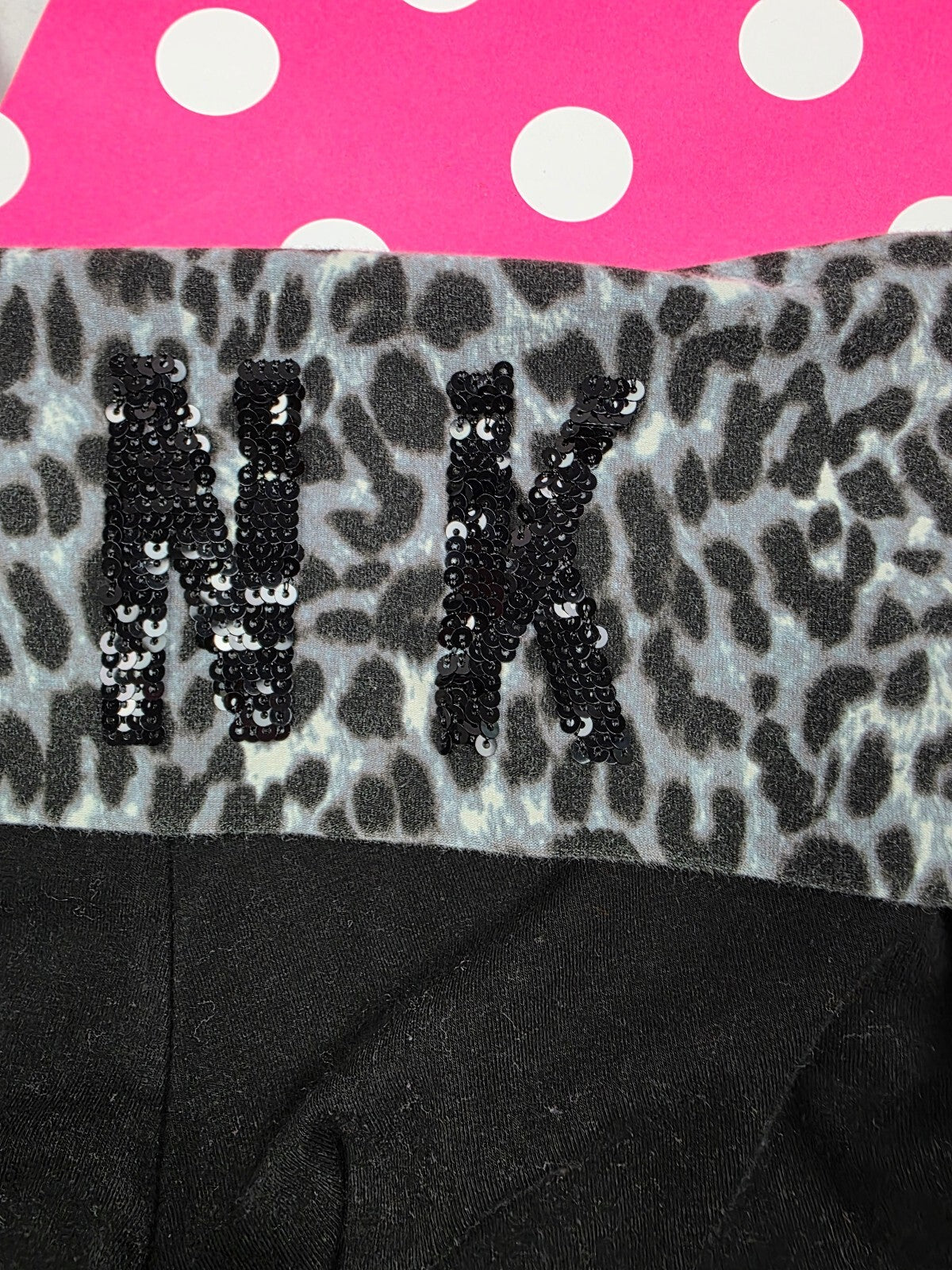 Victorias Secret PINK Bling Sequined Leopard Cheetah Foldover Yoga Shorts SM