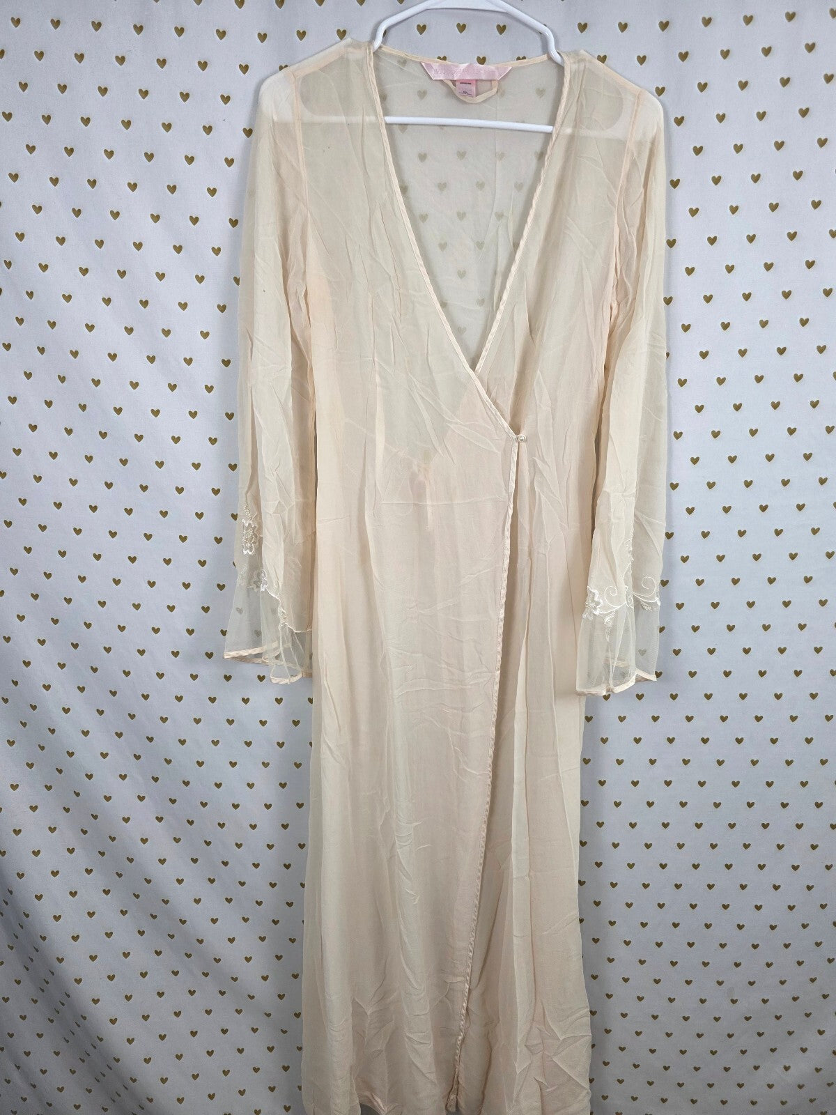 Vintage 2000 Victoria’s Secret 100% Silk Nightgown Robe Set Lace Beaded M/L
