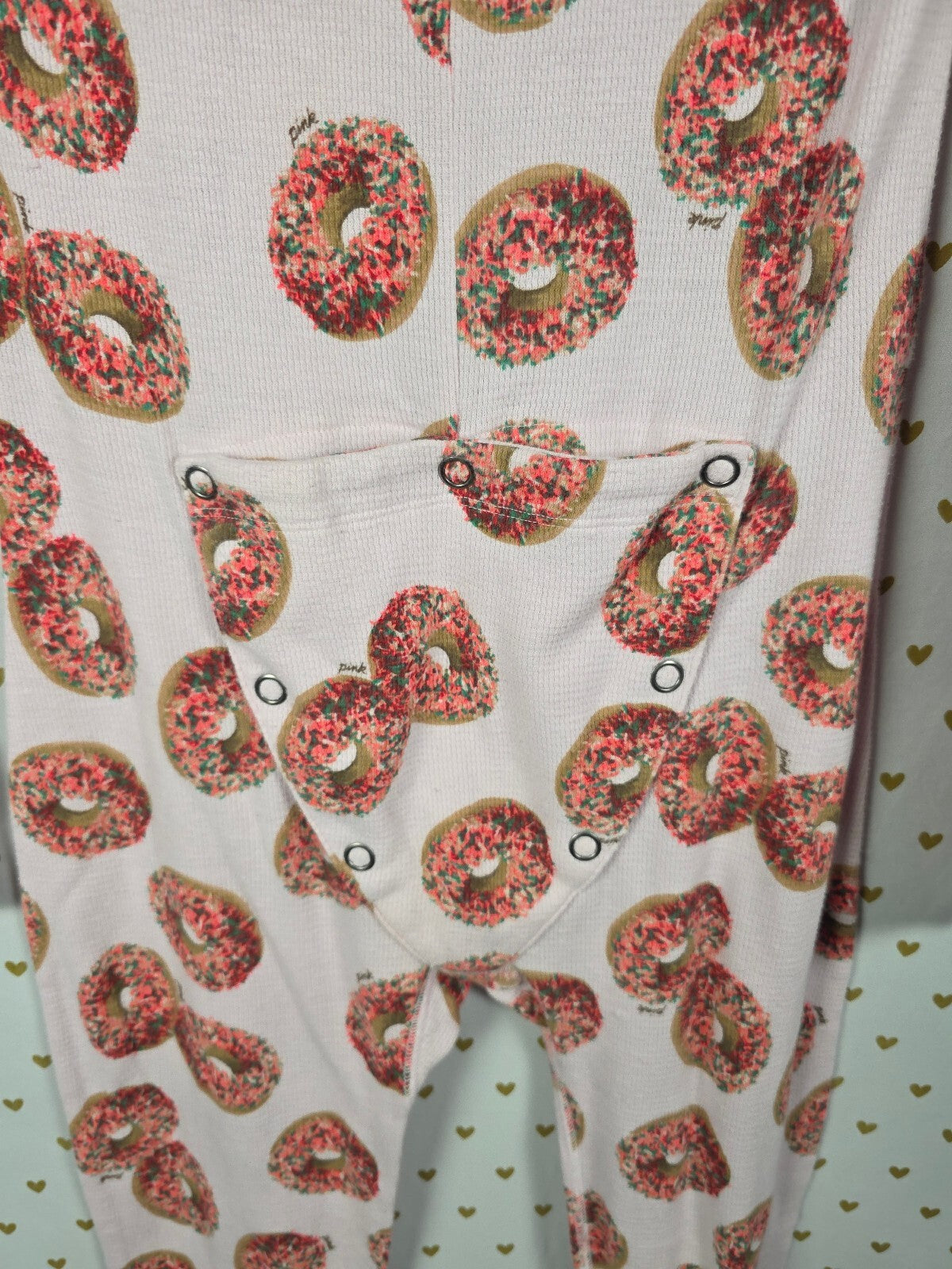 Victoria's Secret PINK Donut Thermal Union Suit Pajamas Wake Up For What S