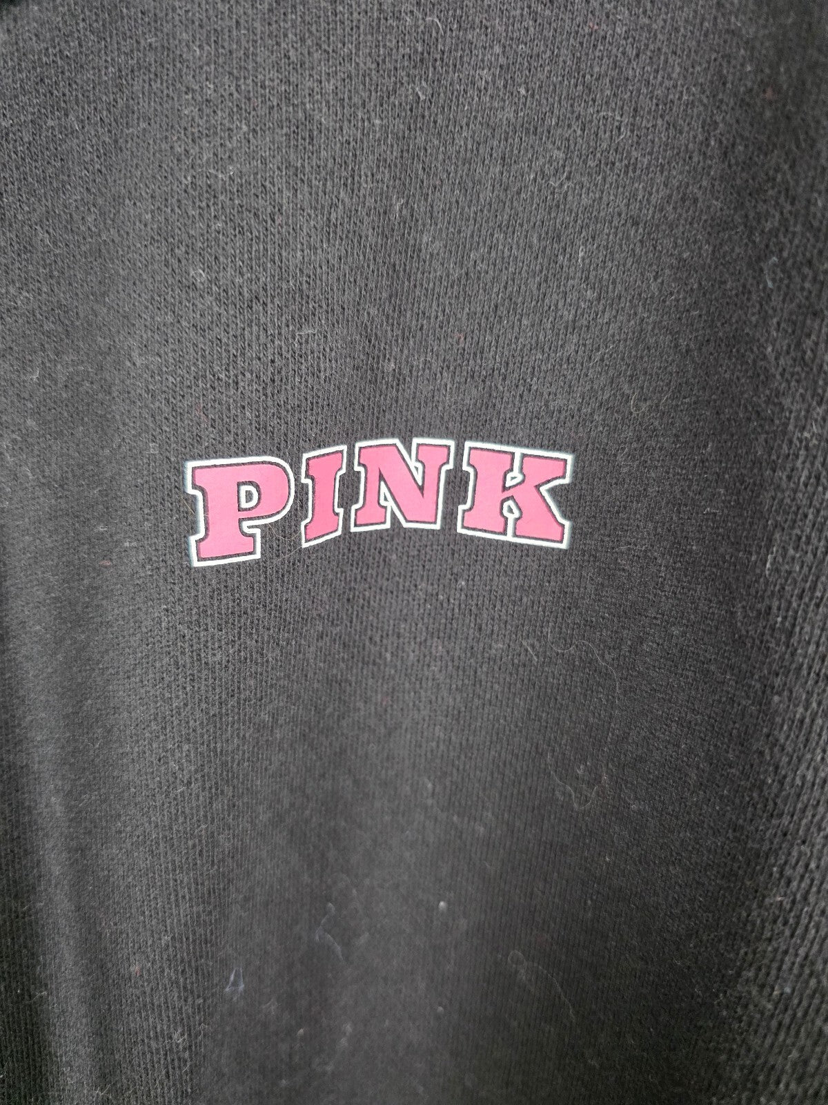 VS PINK 04 Hoodie XL Black Hot Pink Campus Fleece Full Zip Oversized