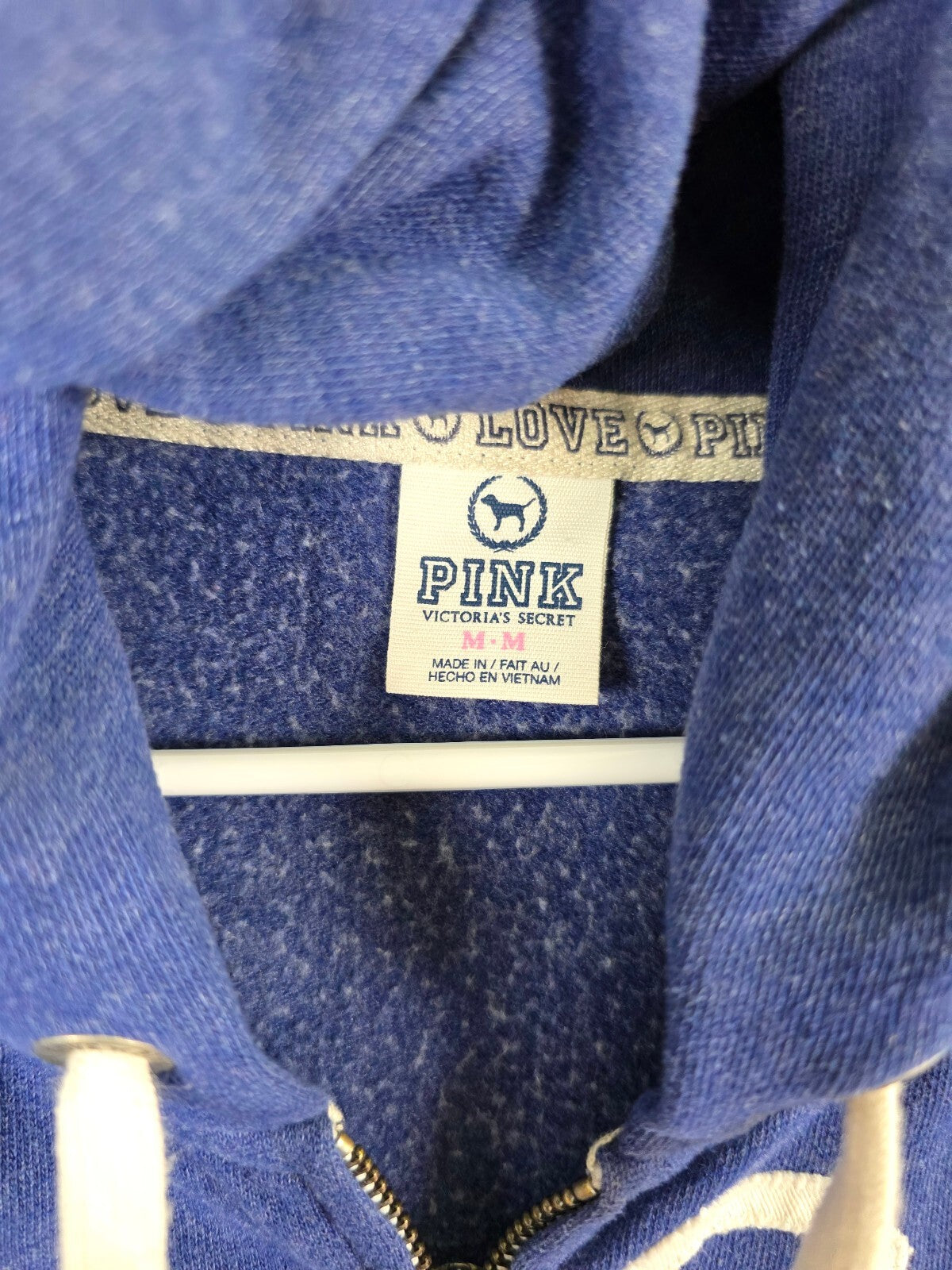 Victorias Secret Pink Blue Full zip 86 Vintage Y2k Hoodie Jacket Medium