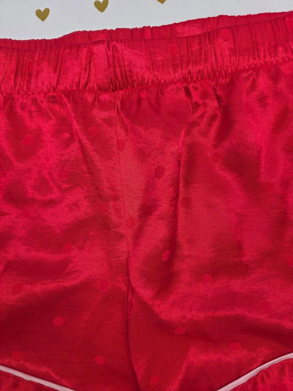 Victorias Secret Red Satin Silky Polka Dot SM Sleep Shorts Boxers Pajama Bottoms