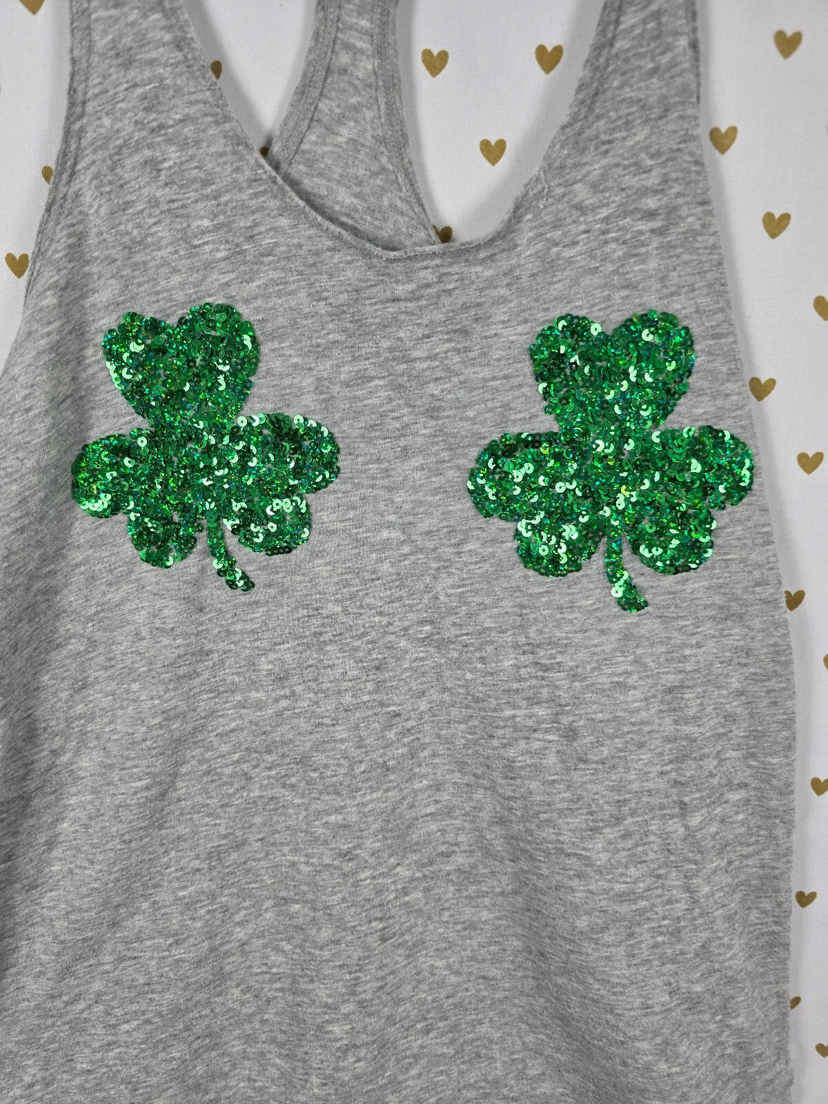 Victorias Secret PINK Bling Sequined Shamrocks XS Tank Top Muscle Tee