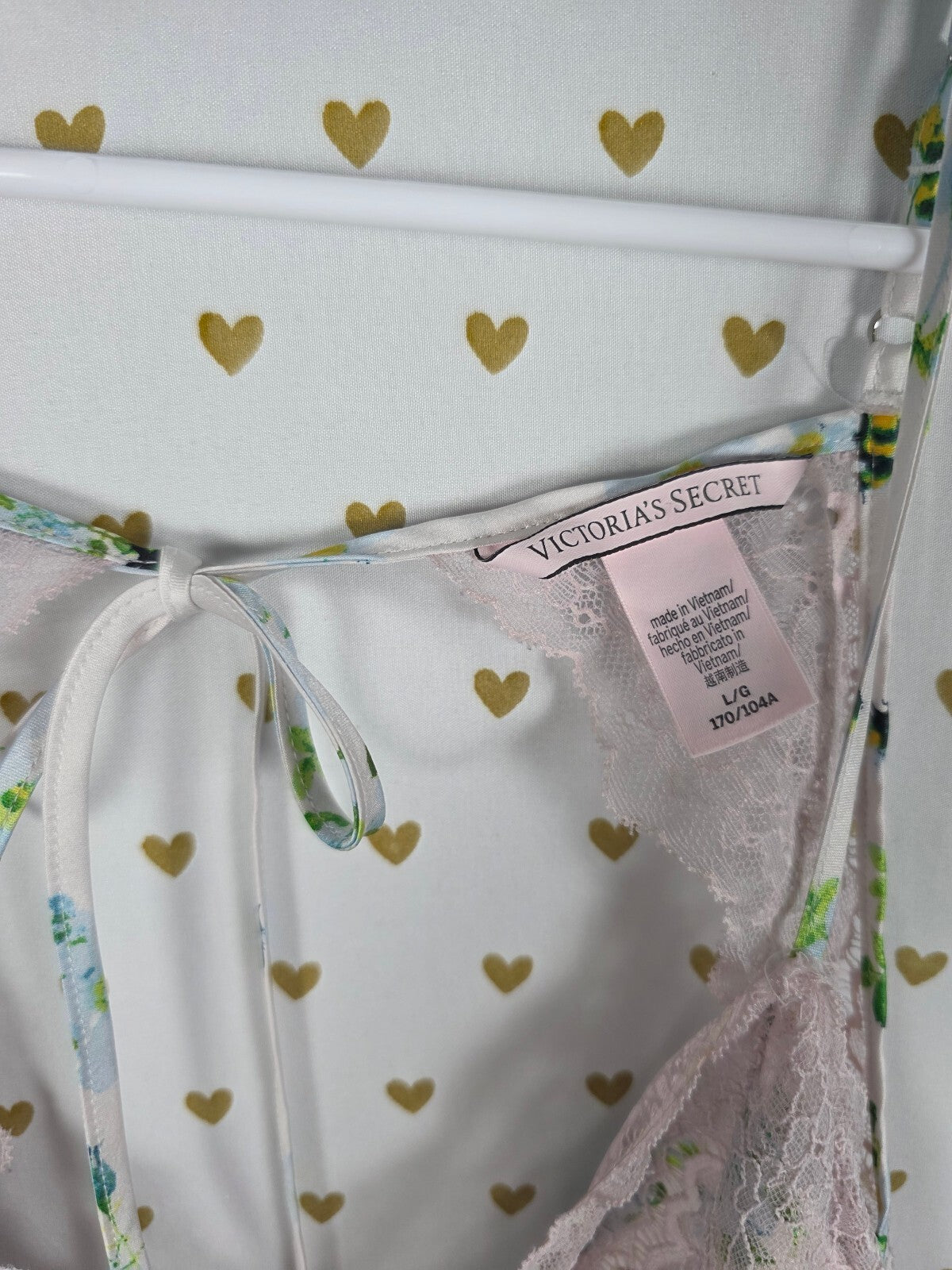 Victorias Secret Floral Open Back sexy slip dress Nightie Lingerie Sleep LARGE
