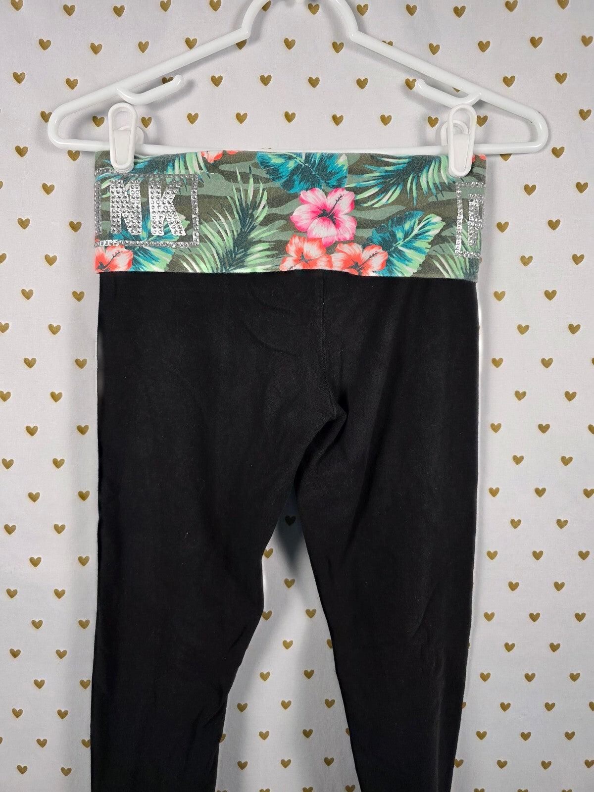 Victorias Secret Pink Hawaiian Sweater FOLDOVER Yoga Pants SET Bling XS Crew