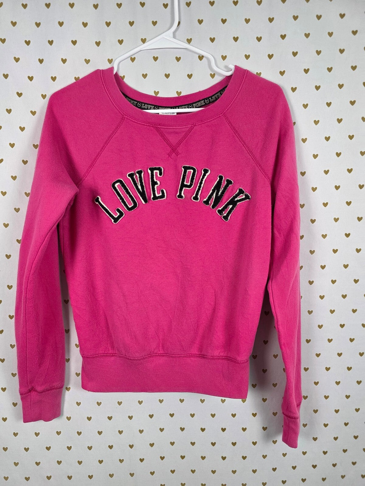 Victorias Secret Pink Vintage Embroidered LOVE Y2k Sweater Shirt XS