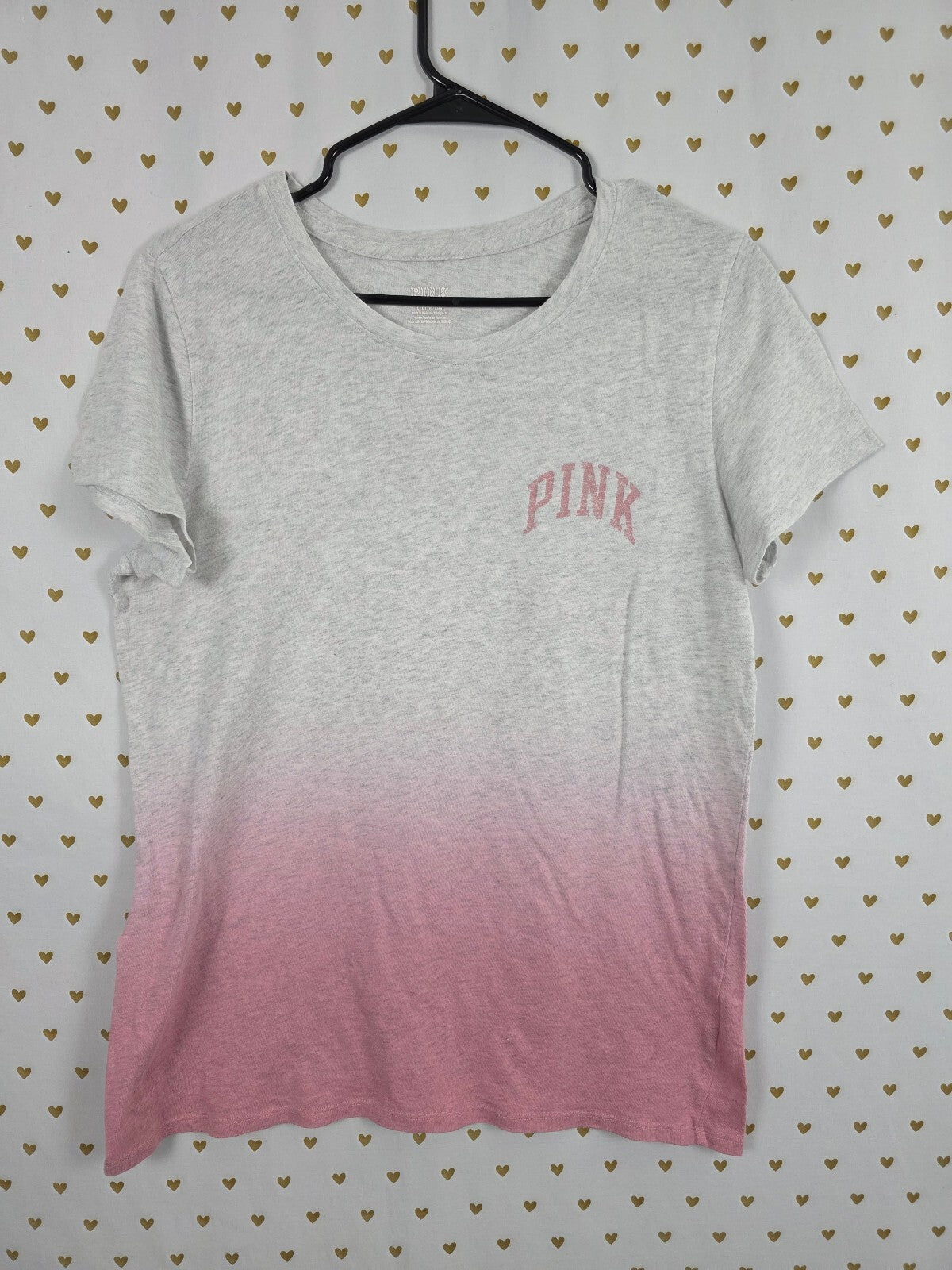 Victorias Secret PINK Gradient Crest Logo Tee Shirt Large