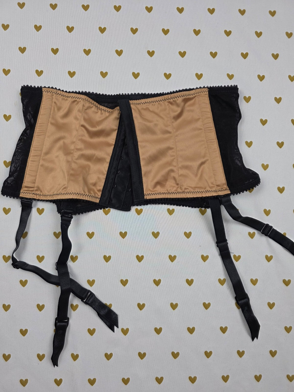 Victoria's Secret Very Sexy Lace Garter Belt XS/S Black Nude Floral Lingerie