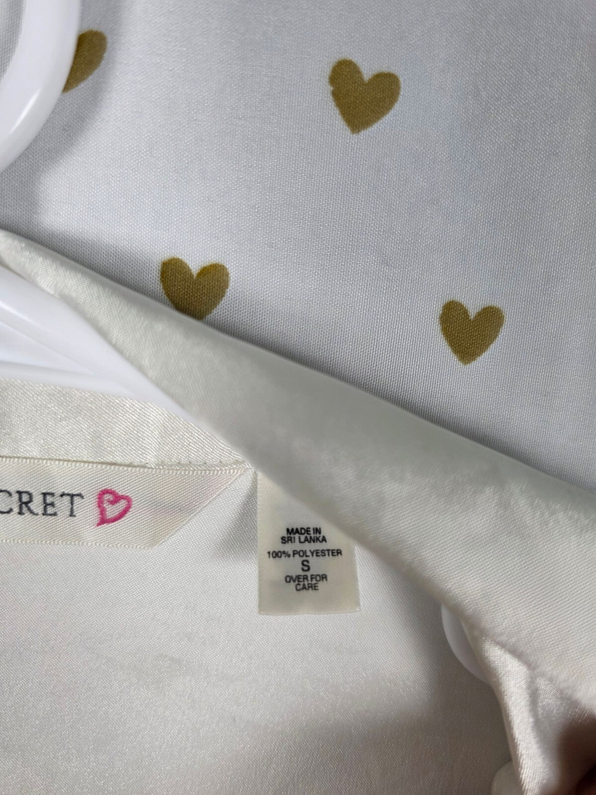 Victorias Secret White vintage heart label nightgown Sleep Shirt Small
