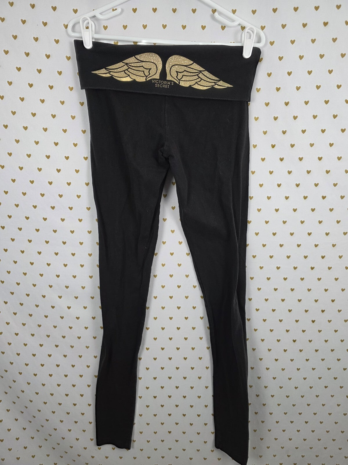 Victorias Secret Angels Glitter Wings Foldover Ankle Skinny Yoga Pants M Long