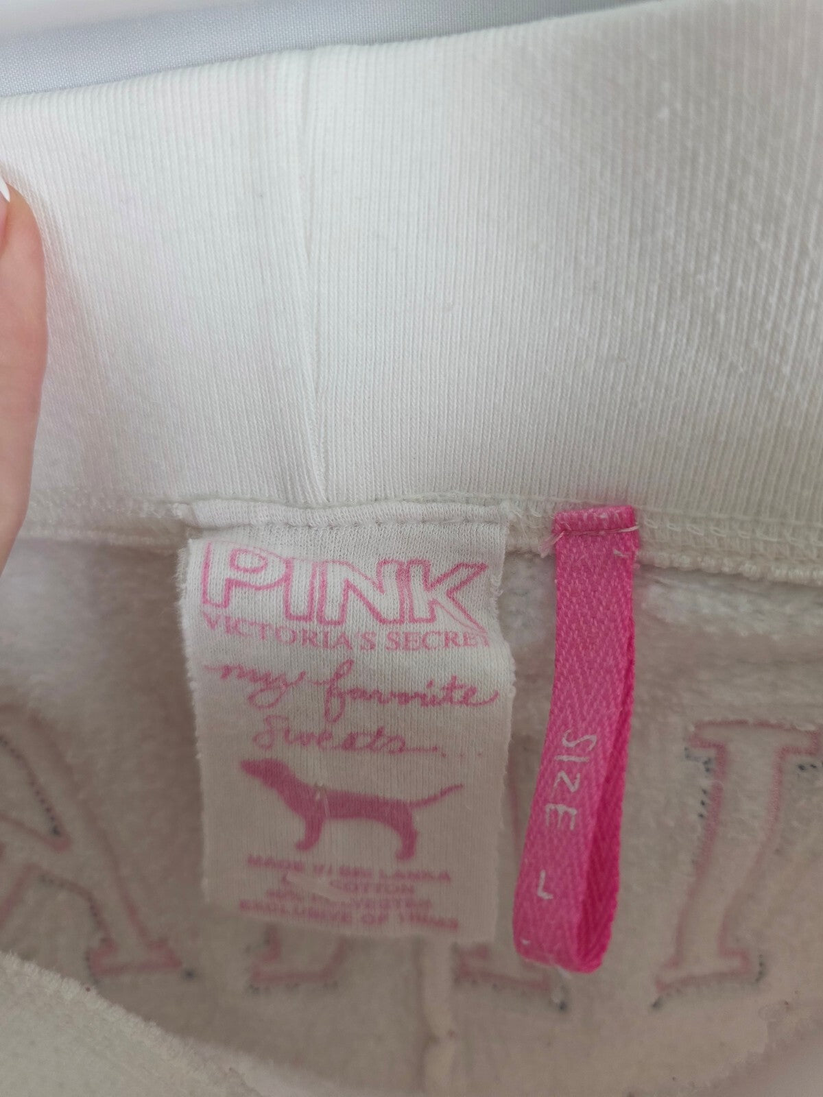 Victorias Secret PINK Vintage Y2k Logo Butt Sweats Sweatpants Large White