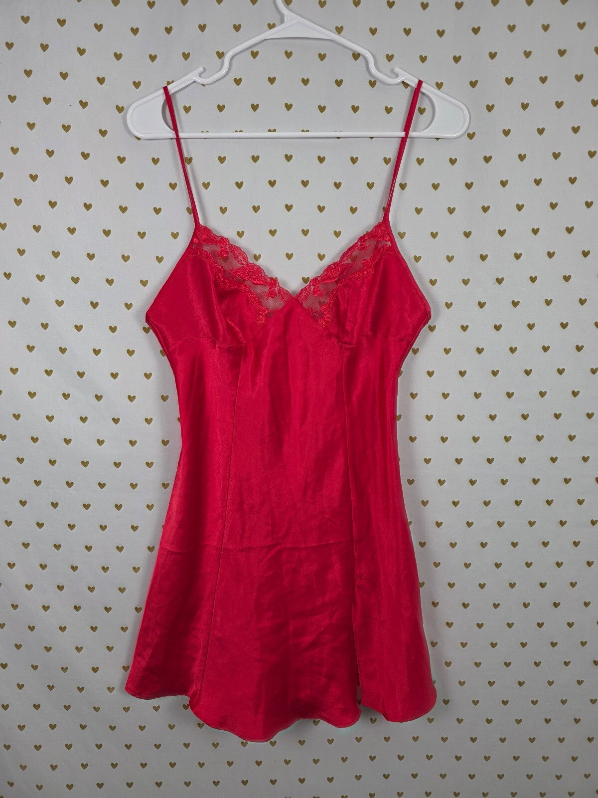 Victorias Secret Red Small Satin Silky Slip Dress Nightie Lingerie