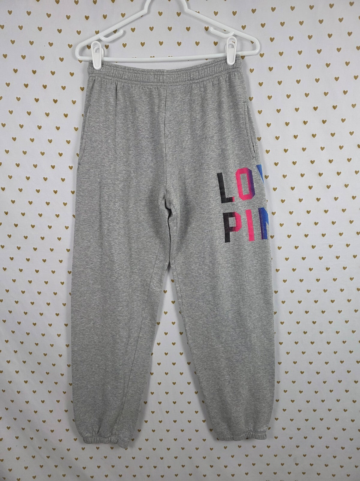 Victorias Secret PINK Vintage Rainbow Long Logo Sweats Tapered Y2k XS