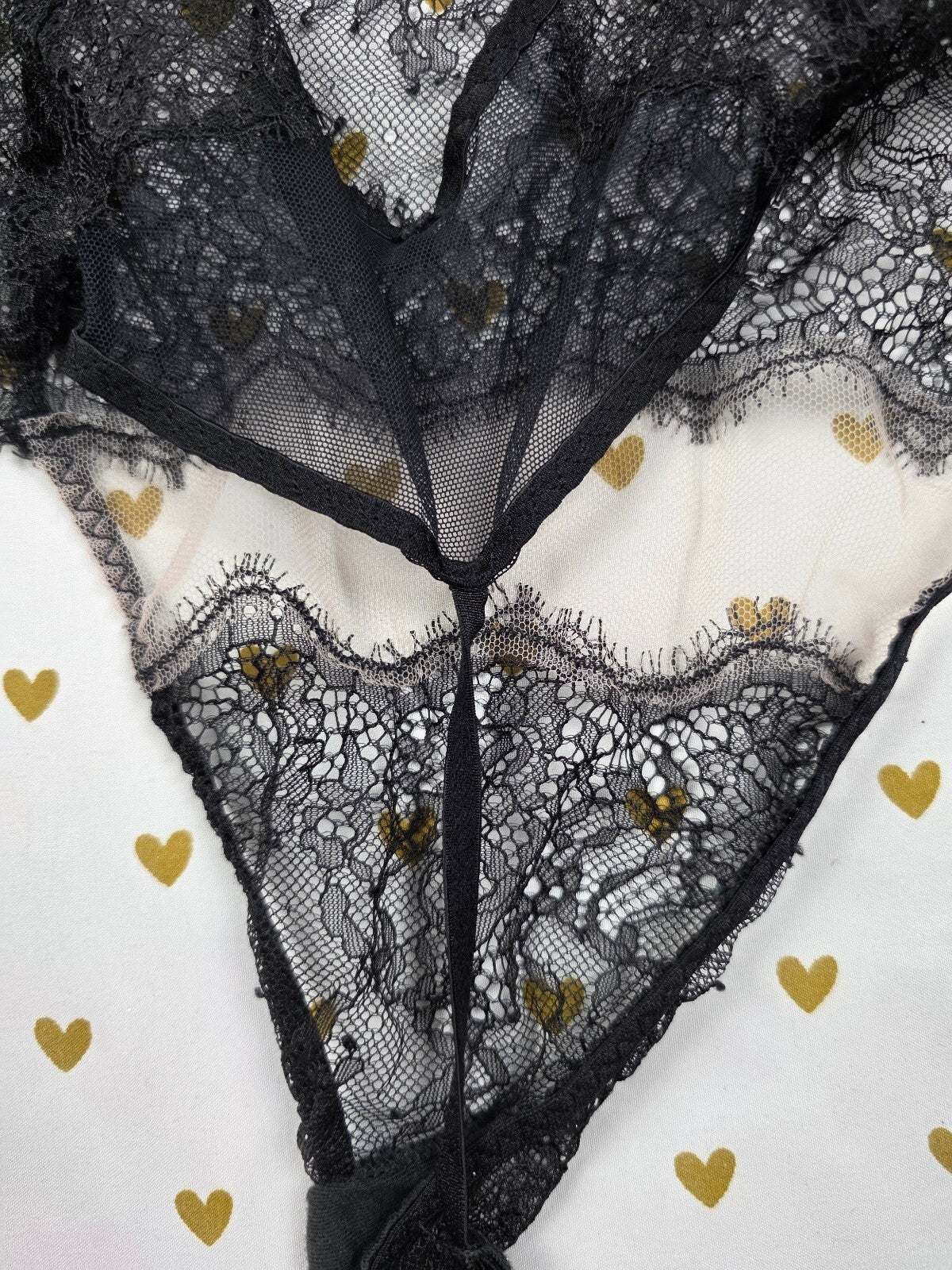 Victorias Secret Sheer Lace Sexy Lingerie Teddy Bodysuit Black V String Large