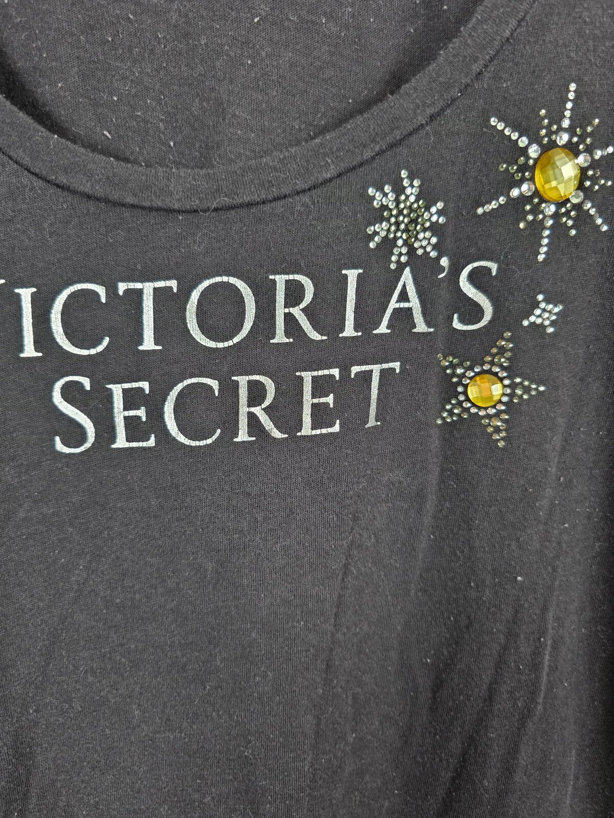 Victorias Secret Bling Logo Long sleeve Nightgown Sleep Shirt small