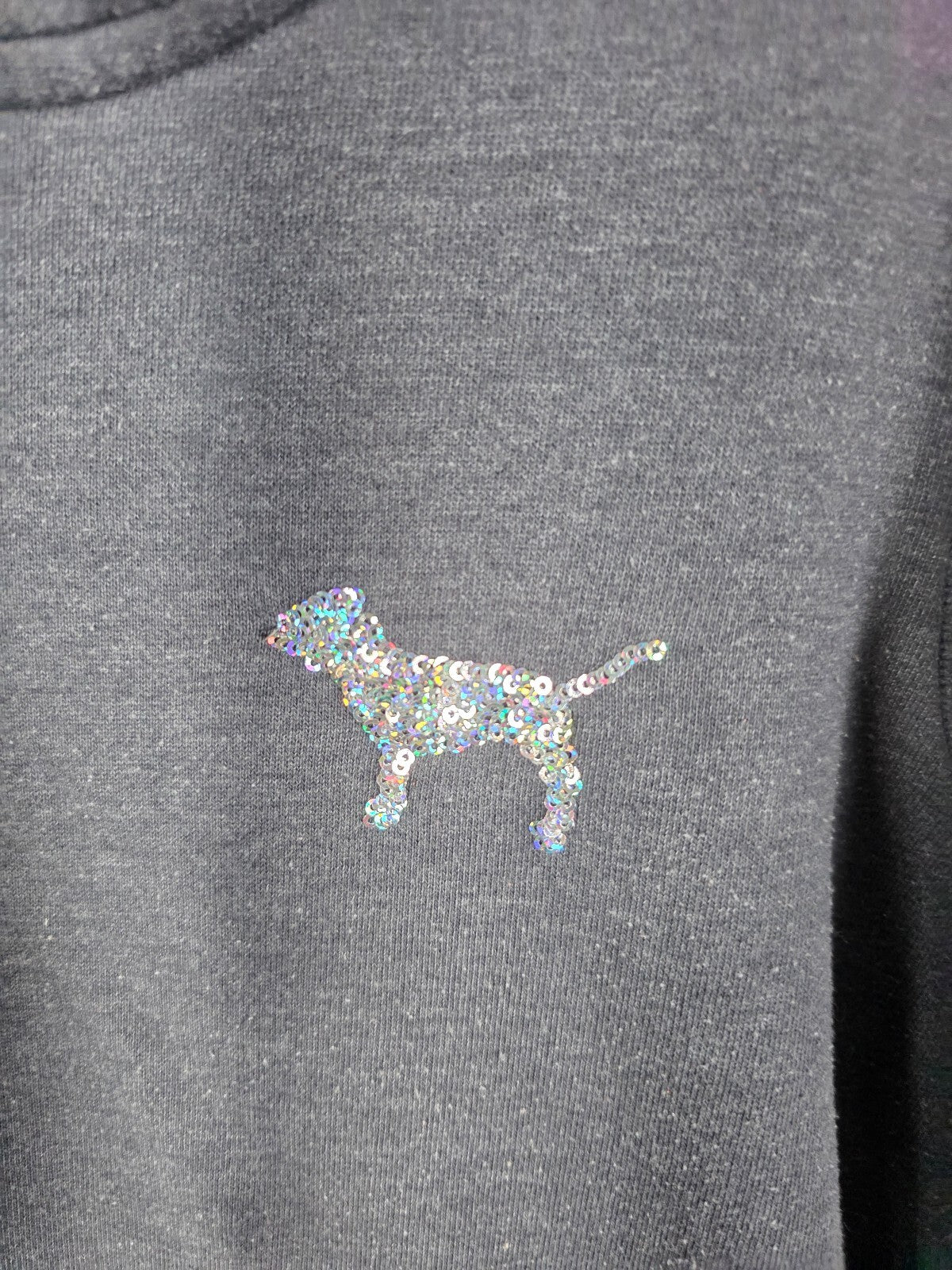 Victorias Secret Pink Grey Gradient Bling Sequined Full zip Hoodie Jacket Large