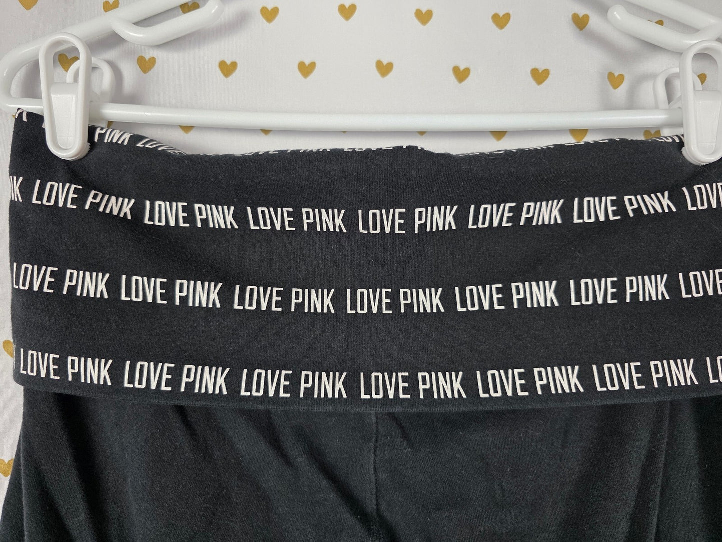 Victorias Secret PINK Vintage FOLDOVER Logo Yoga Pants Capri SMALL