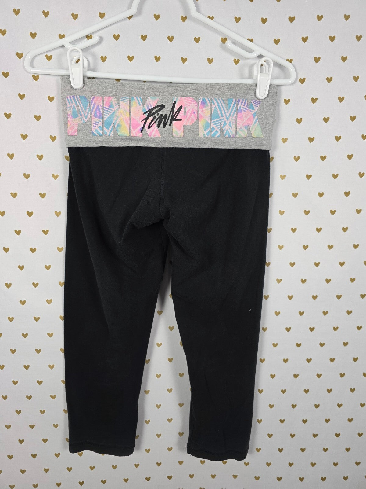 Victorias Secret PINK Foldover capri Yoga Pants Y2k Vintage Rainbow XS