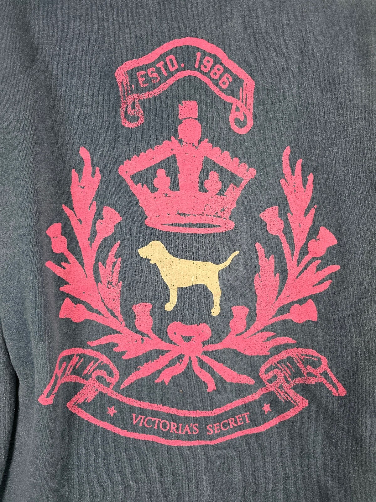 Victoria's Secret Royal PINK Vintage Blue Zip Up Hoodie Crown Dog Medium Y2k