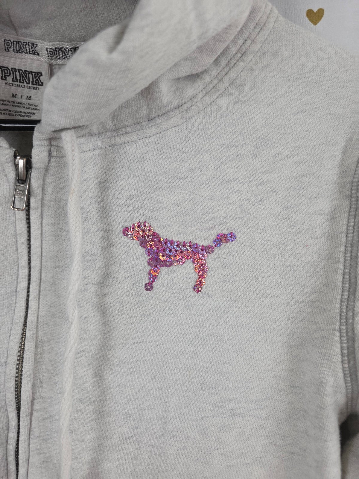 Victorias Secret Pink Gradient Sequined Bling Logo Full Zip Hoodie Jacket Medium